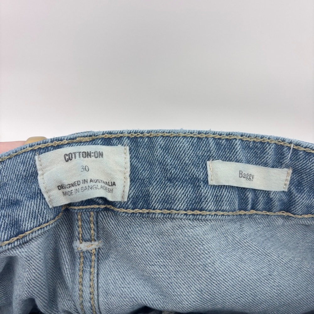 Cotton On Baggy Jeans Womens Light Wash Denim Carpenter Style Blue 30x 30 - Picture 6 of 6
